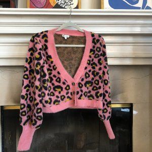 For Love and Lemons Angelina Leopard Cropped Cardigan